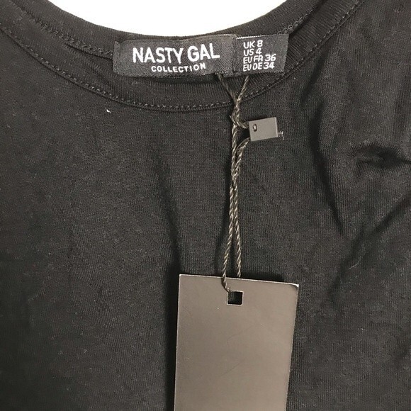 Nasty Gal Simple Black Crop Top- Stretchy- Size 4- NWTs - Picture 2 of 3